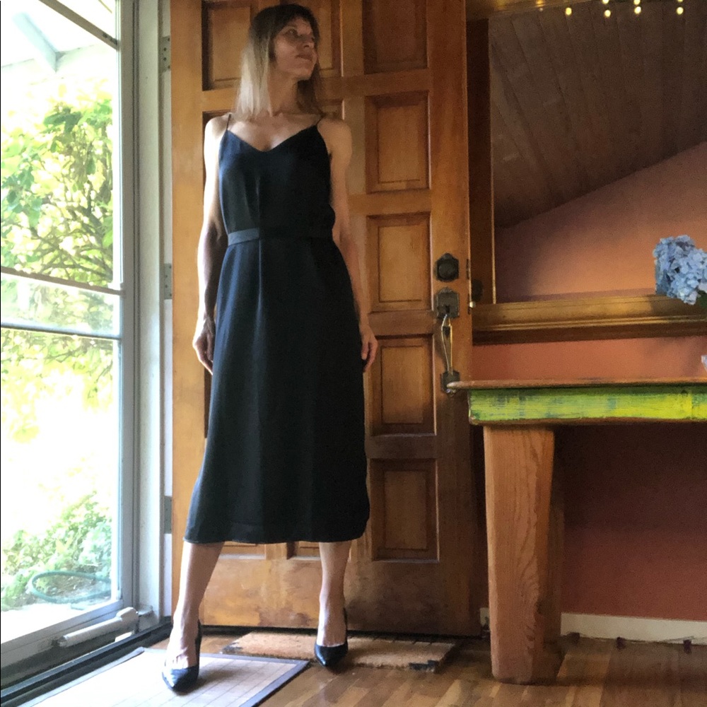 ASOS Black Midi Dress With Belt Sz 38 EU/ 6